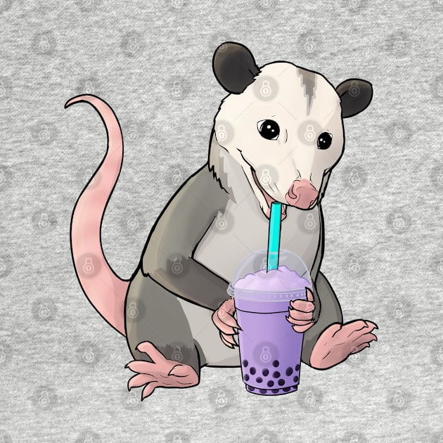 Possum with bubble tea by Mehu Art